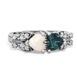 Opal Diamond Butterflies 14K White Gold ring R5601