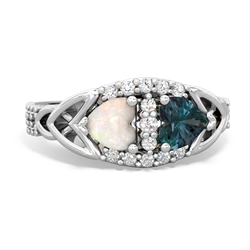 Opal Sparkling Celtic Knot 14K White Gold ring R2645