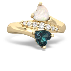 Opal Heart To Heart 14K Yellow Gold ring R2064