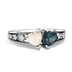 Opal Heart To Heart 14K White Gold ring R3342