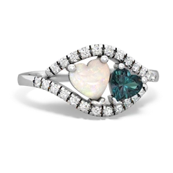 Opal Mother And Child 14K White Gold ring R3010