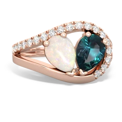 Opal Nestled Heart Keepsake 14K Rose Gold ring R5650