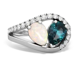 Opal Nestled Heart Keepsake 14K White Gold ring R5650