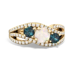 Opal Three Stone Aurora 14K Yellow Gold ring R3080