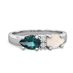 Opal Pear Bowtie 14K White Gold ring R0865