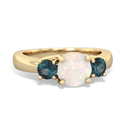 Opal Three Stone Round Trellis 14K Yellow Gold ring R4018