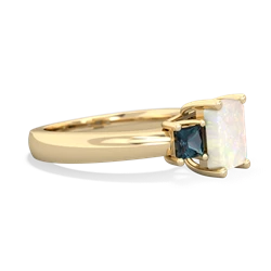 Opal Three Stone Emerald-Cut Trellis 14K Yellow Gold ring R4021