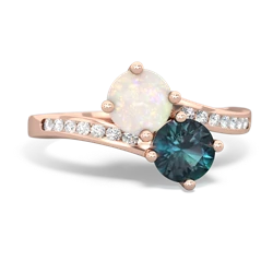 Opal Channel Set Two Stone 14K Rose Gold ring R5303