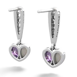Opal Filligree Heart 14K White Gold earrings E5070