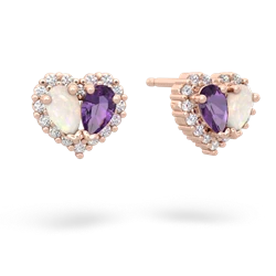 Opal Halo 14K Rose Gold earrings E7008