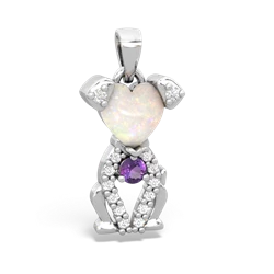 Opal Puppy Love 14K White Gold pendant P5800