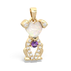 Opal Puppy Love 14K Yellow Gold pendant P5800