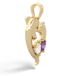 Opal Dolphin Heart 14K Yellow Gold pendant P5820