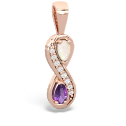 Opal Diamond Infinity 14K Rose Gold pendant P5390