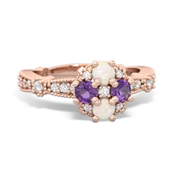 Opal Sparkling Tiara Cluster 14K Rose Gold ring R26293RD