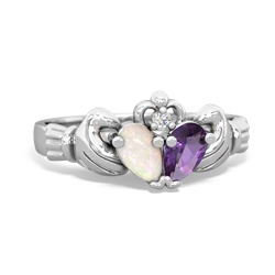 Opal 'Our Heart' Claddagh 14K White Gold ring R2388