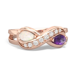 Opal Diamond Infinity 14K Rose Gold ring R5390