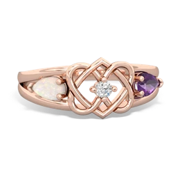 Opal Hearts Intertwined 14K Rose Gold ring R5880