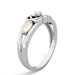 Opal Hearts Intertwined 14K White Gold ring R5880