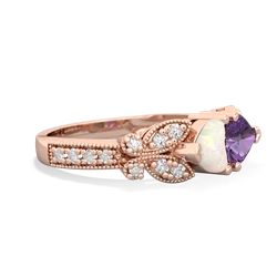 Opal Diamond Butterflies 14K Rose Gold ring R5601