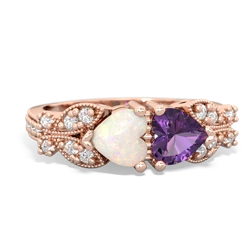 Opal Diamond Butterflies 14K Rose Gold ring R5601