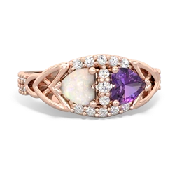 Opal Sparkling Celtic Knot 14K Rose Gold ring R2645