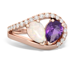 Opal Nestled Heart Keepsake 14K Rose Gold ring R5650