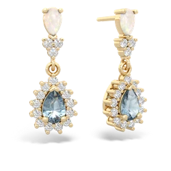 Opal Halo Pear Dangle 14K Yellow Gold earrings E1882