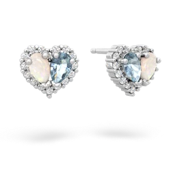 Opal Halo 14K White Gold earrings E7008