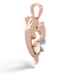 Opal Dolphin Heart 14K Rose Gold pendant P5820