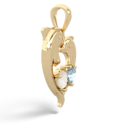 Opal Dolphin Heart 14K Yellow Gold pendant P5820