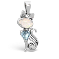 Opal Kitten 14K White Gold pendant P5780