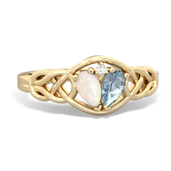 Opal Celtic Love Knot 14K Yellow Gold ring R5420