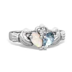 Opal 'Our Heart' Claddagh 14K White Gold ring R2388