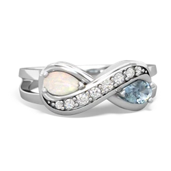 Opal Diamond Infinity 14K White Gold ring R5390