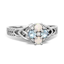 Opal Celtic Knot Cluster Engagement 14K White Gold ring R26443RD