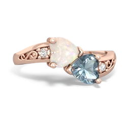 Opal Snuggling Hearts 14K Rose Gold ring R2178