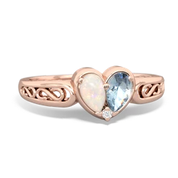 Opal Filligree 'One Heart' 14K Rose Gold ring R5070