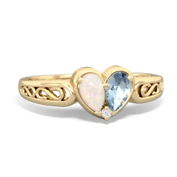 Opal Filligree 'One Heart' 14K Yellow Gold ring R5070