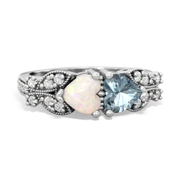 Opal Diamond Butterflies 14K White Gold ring R5601