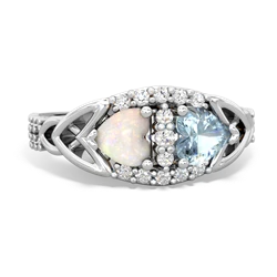 Opal Sparkling Celtic Knot 14K White Gold ring R2645