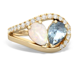 Opal Nestled Heart Keepsake 14K Yellow Gold ring R5650