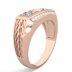 Opal Three Stone Tire Tread Men's 14K Rose Gold ring R0520