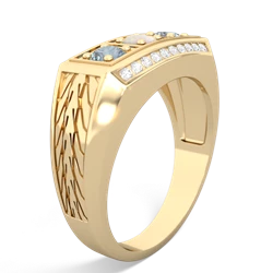 Opal Three Stone Tire Tread Men's 14K Yellow Gold ring R0520