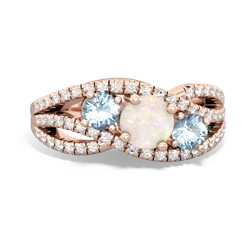 Opal Three Stone Aurora 14K Rose Gold ring R3080