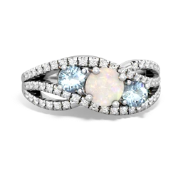 Opal Three Stone Aurora 14K White Gold ring R3080