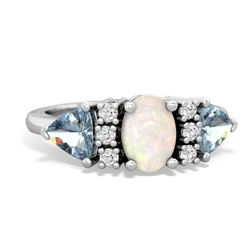 Opal Antique Style Three Stone 14K White Gold ring R2186