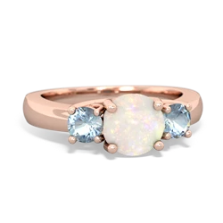 Opal Three Stone Round Trellis 14K Rose Gold ring R4018