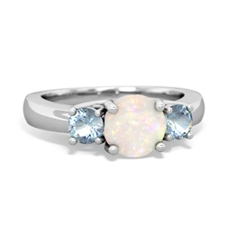 Opal Three Stone Round Trellis 14K White Gold ring R4018