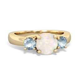 Opal Three Stone Round Trellis 14K Yellow Gold ring R4018